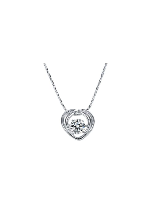 XP Copper Alloy White Gold Plated Fashion Trendy Heart Zircon Necklace 0
