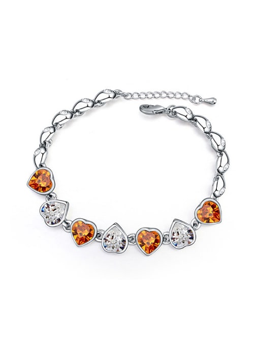 QIANZI Simple Heart austrian Crystals Alloy Platinum Plated Bracelet