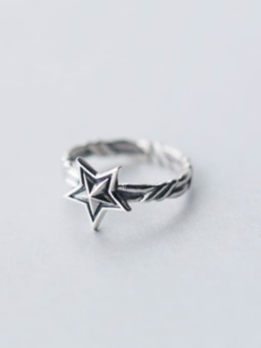 Rosh Punk Style Star Shaped S925 Silver Open Design Ring 0