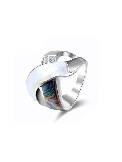 Ronaldo Trendy Platinum Plated Cross Design Shell Ring 0