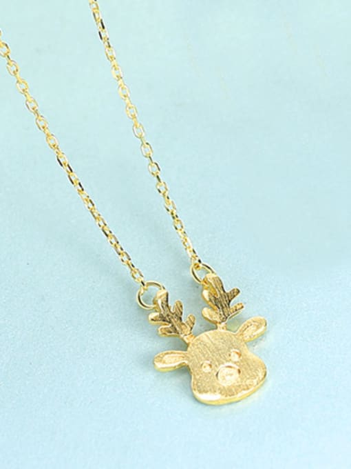 gold 925 Sterling Silver With Smooth Personality Dog Necklaces
