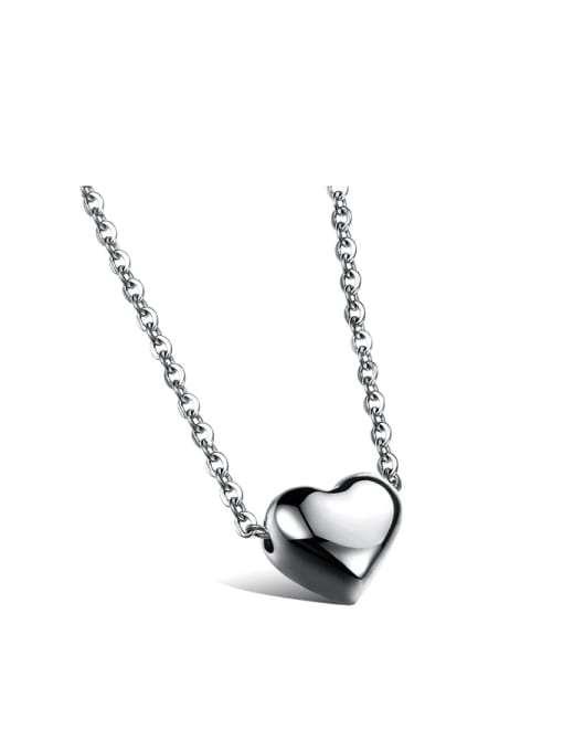 Open Sky Simple Little Heart shaped Pendant Titanium Necklace 2