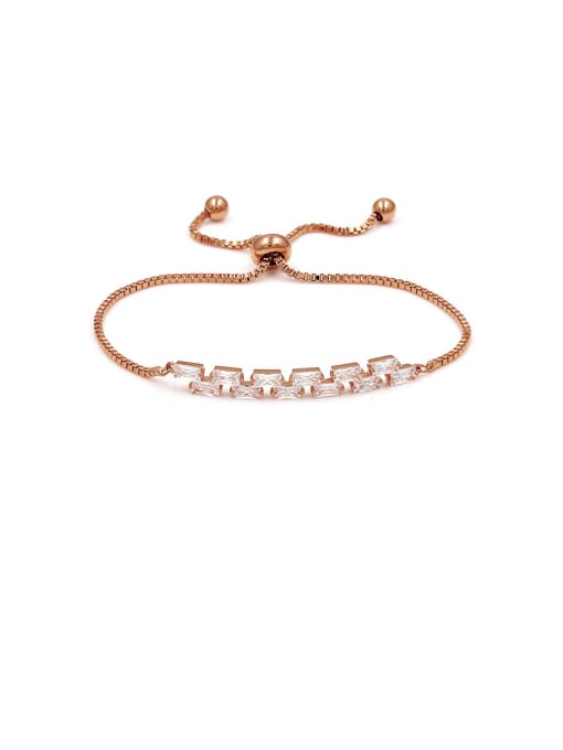 Rose Gold Copper With Cubic Zirconia  Simplistic Geometric  Adjustable Bracelets