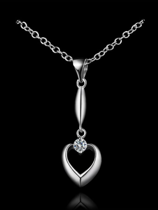 SANTIAGO Simple Hollow Heart Zircon 925 Sterling Silver Pendant 0