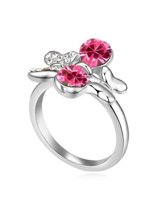 pink Simple Cubic austrian Crystals Butterfly Alloy Ring