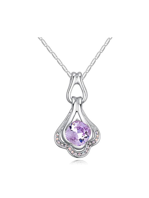 QIANZI Simple austrian Crystals-covered Flowery Alloy Necklace 0