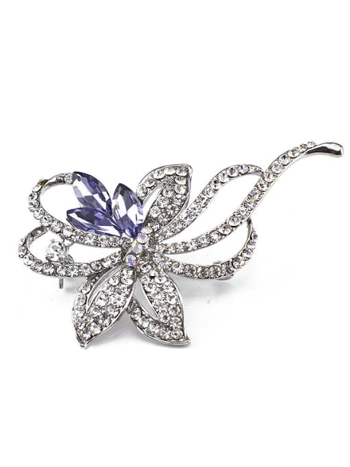 Inboe Purple Crystals Flower Brooch 0