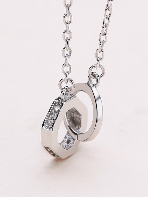 One Silver Double Circle Necklace 2