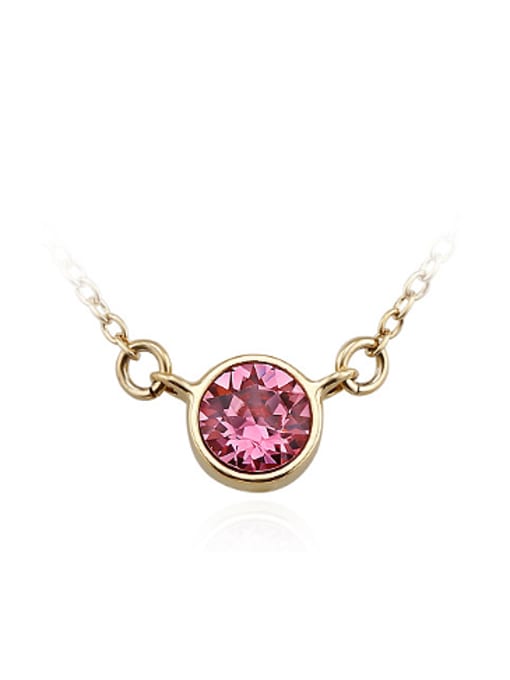 pink Simple Round Austria Crystal Necklace