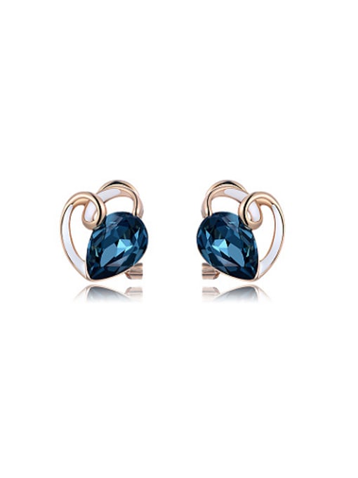 Rose Gold Blue Geometric Shaped Austria Crystal Stud Earrings