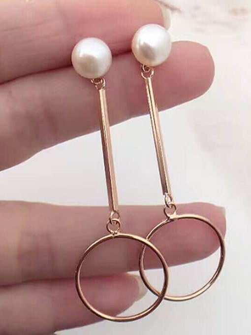 rose gold Freshwater Pearl Hoop drop earring