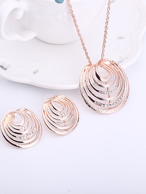 BESTIE Alloy Rose Gold Plated Fashion Rhinestones Hollow Two Pieces Jewelry Set 1