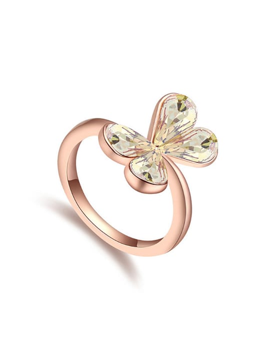 QIANZI Simple austrian Crystals Butterfly Alloy Ring 0