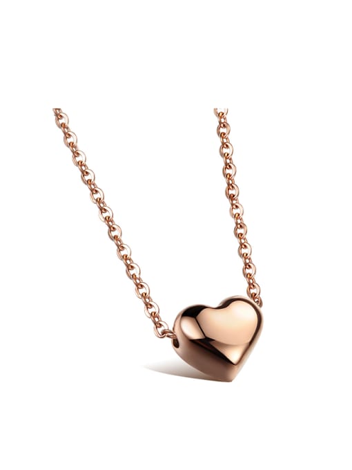 Open Sky Simple Little Heart shaped Pendant Titanium Necklace 0
