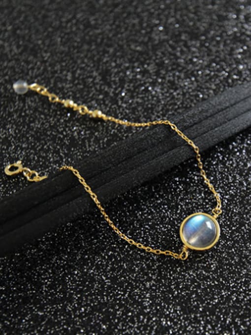DAKA S925 Pure Silver Moonstone sea blue jewel Thin Bracelet 4