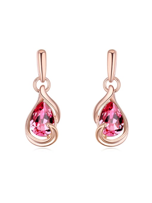 pink Fashion Water Drop austrian Crystals Rose Gold Plated Earrings