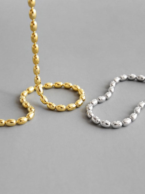 DAKA 925 Sterling Silver With Gold Plated Simplistic Oval Necklaces 4