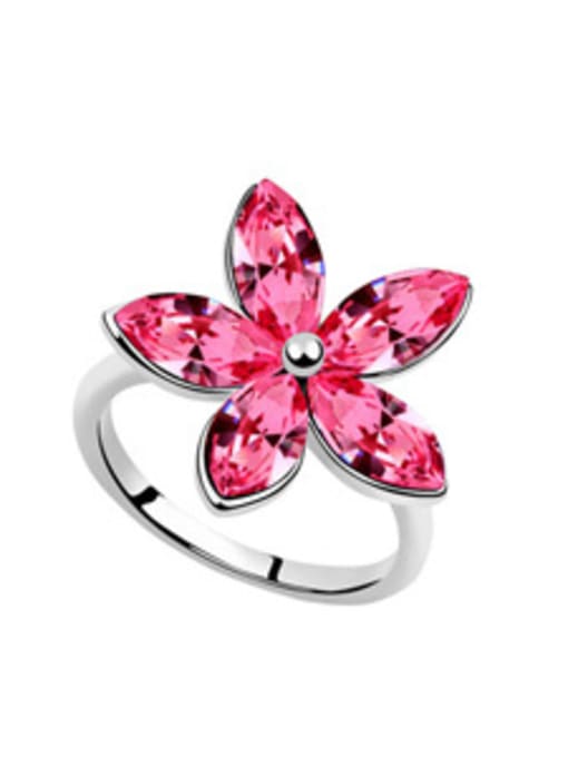 pink Fashion Marquise austrian Crystals Flower Alloy Ring