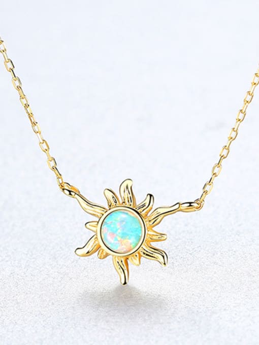 green 925 Sterling Silver With Opal Cute  Sun Necklaces