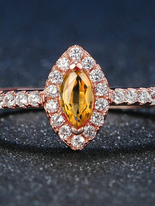 ZK Simple Style Women Opening Ring with Yellow Crystal Zircon 2