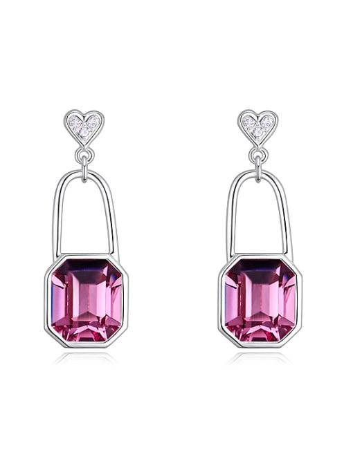 QIANZI Personalized Heart Lock austrian Crystals Alloy Earrings 0