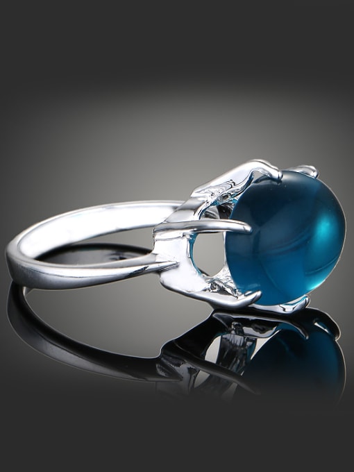 Wei Jia Simple Oval Blue Stone Copper Ring 0