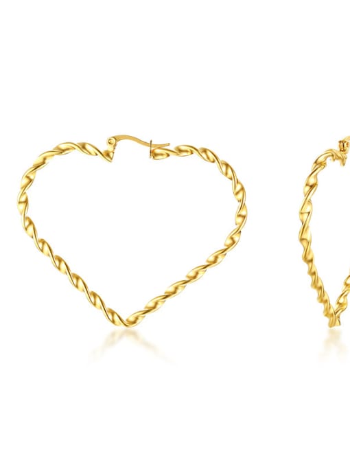 LI MUMU Stainless Steel With IP Gold Plated Fashion Heart Stud Earrings 0
