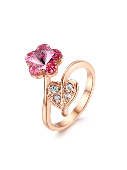 ZK Hot Selling Flower -shape Austria Crystal Opening Ring 0