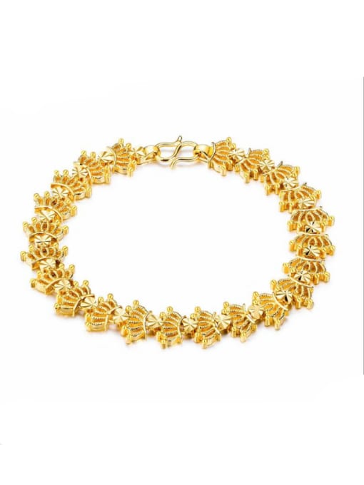 gold Copper With 18k Gold Plated Luxury Crown Bracelets