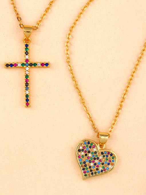 CC Copper With  Cubic Zirconia Classic Heart/cross Locket Necklace 3