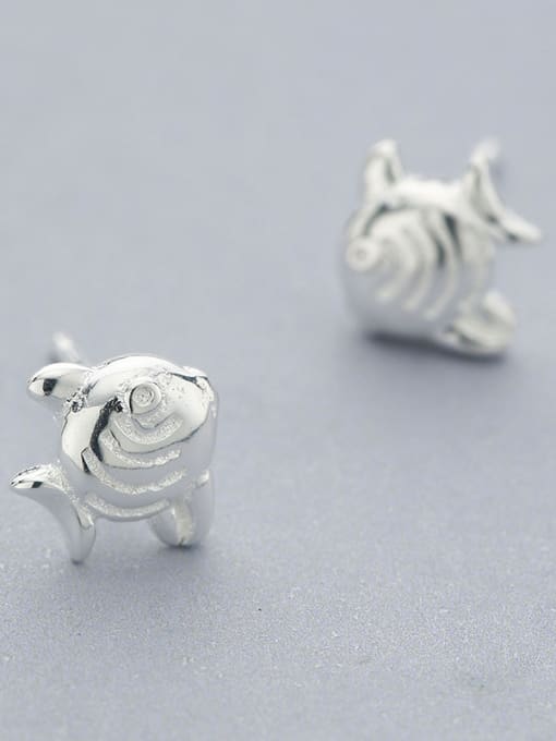 One Silver Women Cute Fish Shaped Earrings 2