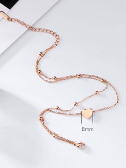 Open Sky Simple Two-layer Tiny Beads Rose Gold Plated Titanium Anklet 2