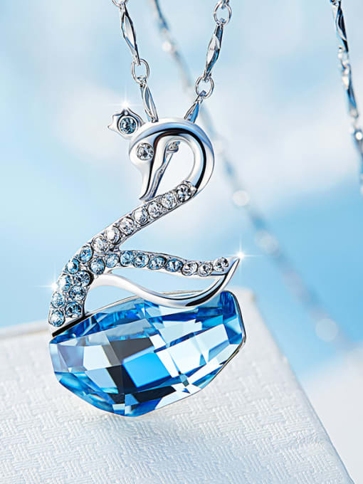 blue austrian Crystals Swan-shaped Necklace