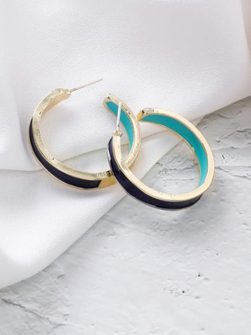 Girlhood Alloy With Gold Plated Simplistic Round Hoop Earrings 1