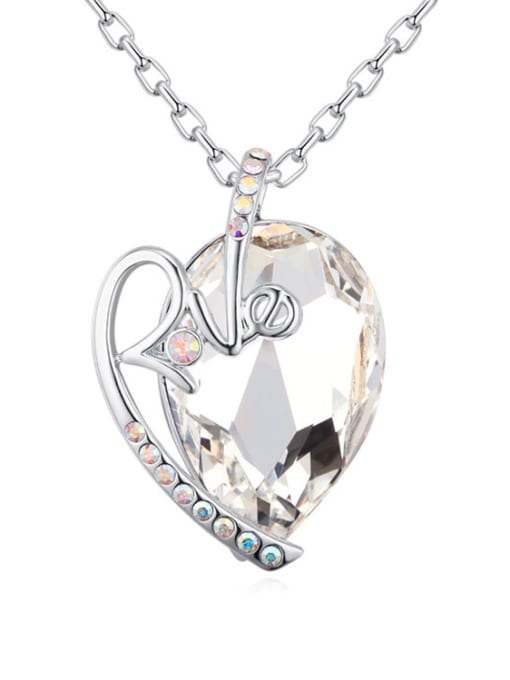 QIANZI Fashion Heart austrian Crystal Love Alloy Necklace 2