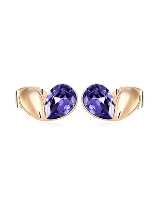 purple 2 Tiny Heart-shaped Austria Crystal Stud Earrings