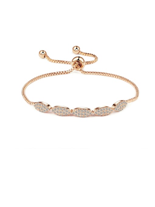 Rose Gold Copper With  Cubic Zirconia  Fashion Oval Bracelets