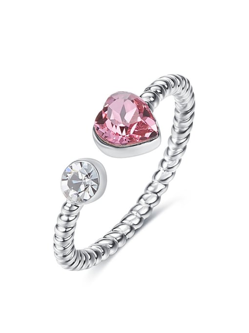 CEIDAI Fashion Little Heart austrian Crystal 925 Silver Opening Ring 0