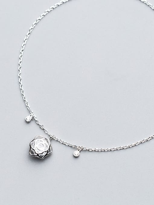 Rosh 925 Sterling Silver With 18k White Gold Plated Delicate Rose Anklets