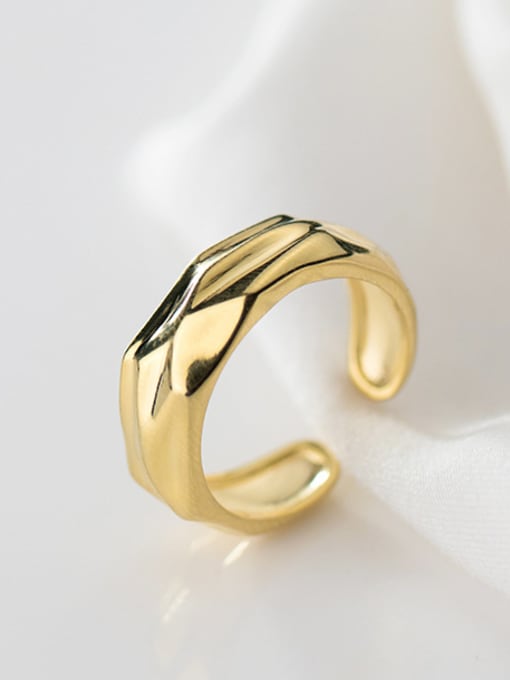 Rosh 925 Sterling Silver With Gold Plated Fashion Irregular Free Size Rings 3