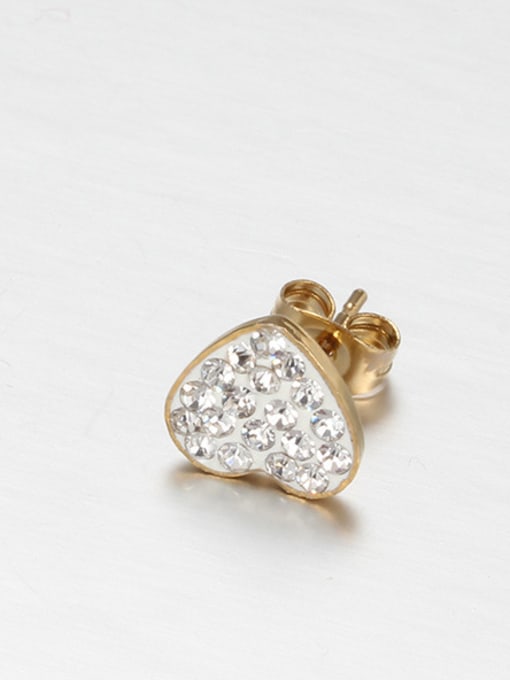 CONG All-match Gold Plated Heart Shaped Rhinestone Stud Earrings 1