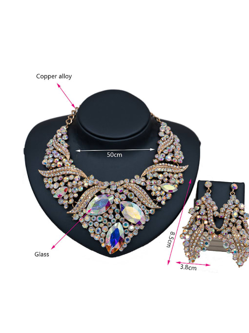 Lan Fu Exaggerated Oval Glass Rhinestones Two Pieces Jewelry Set 3