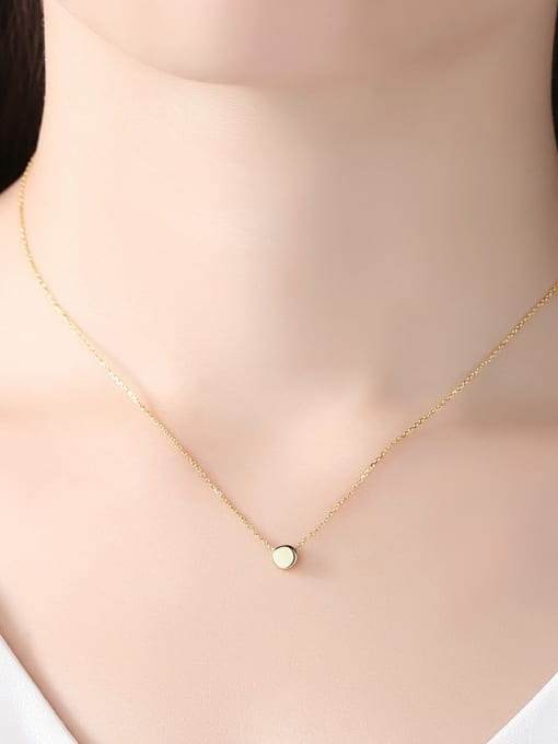 CCUI 925 Sterling Silver With Smooth  Simplistic Round  Necklaces 1