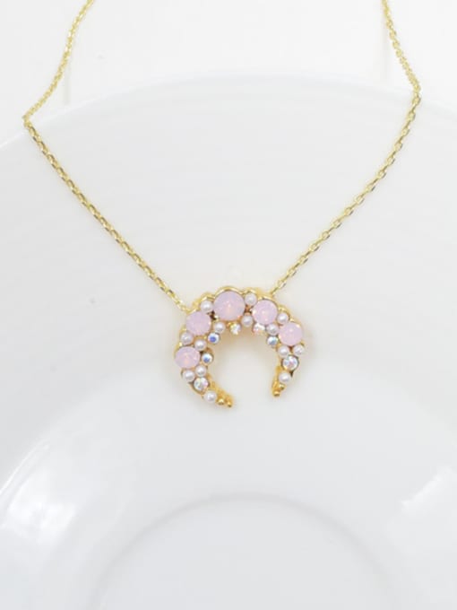 a Elegant Moon Shaped Rhinestones Women Necklace