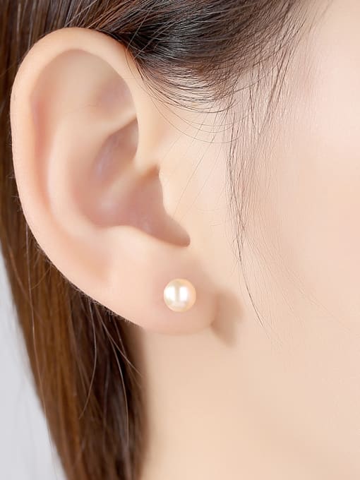 CCUI Pure Silver 6mm natural freshwater pearl studs earring 1