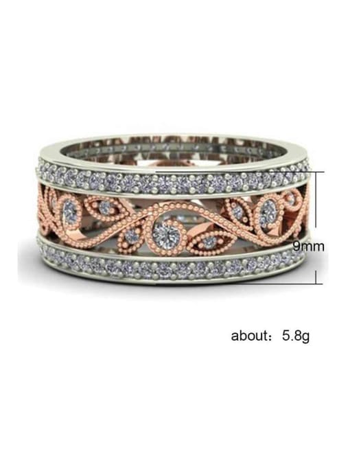MATCH Copper whith Cubic Zirconia  Two-color plating leaf ring 1