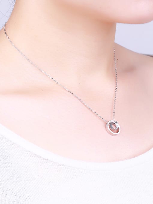 One Silver Double Round-shaped Necklace 1