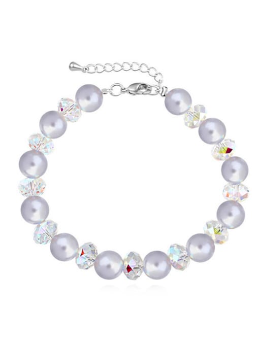 purple Fashion austrian Crystals Imitation Pearls Alloy Bracelet