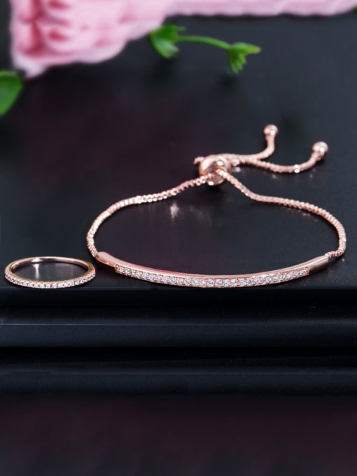 Rose US 8 Copper With Cubic Zirconia Simplistic Fringe Free size Bracelets