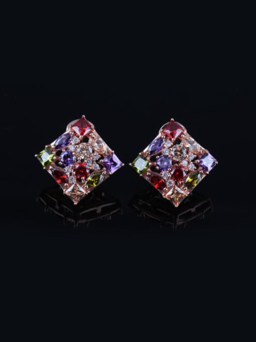 multi-color Monalisa Cluster earring ,Colorful Zircon Mosaic Of AAA ,Fashion